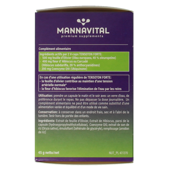 Mannavital Tensoton forte 60 Cápsulas vegetarianas