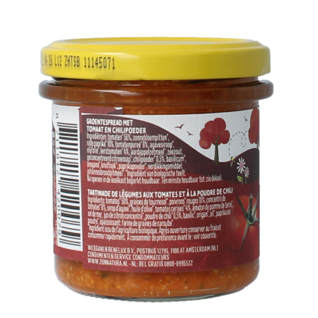 Zonnatura Groentespread spicy tomato bio 135 Gramm