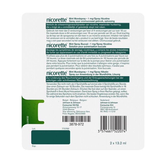 Spray do ust miętowy 1 mg, opakowanie podwójne, 1 zestaw