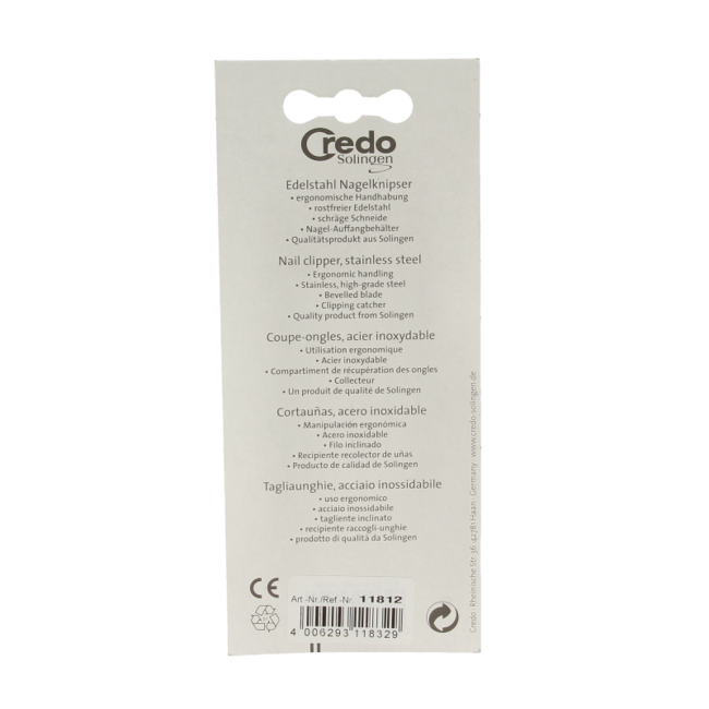 Coupe-ongles Credo avec réservoir courbe 1 pièce