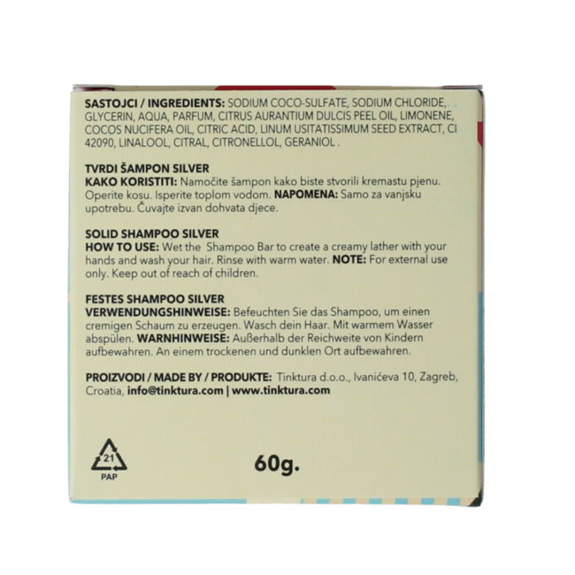 Tinktura Shampoing solide argent 1 pièce