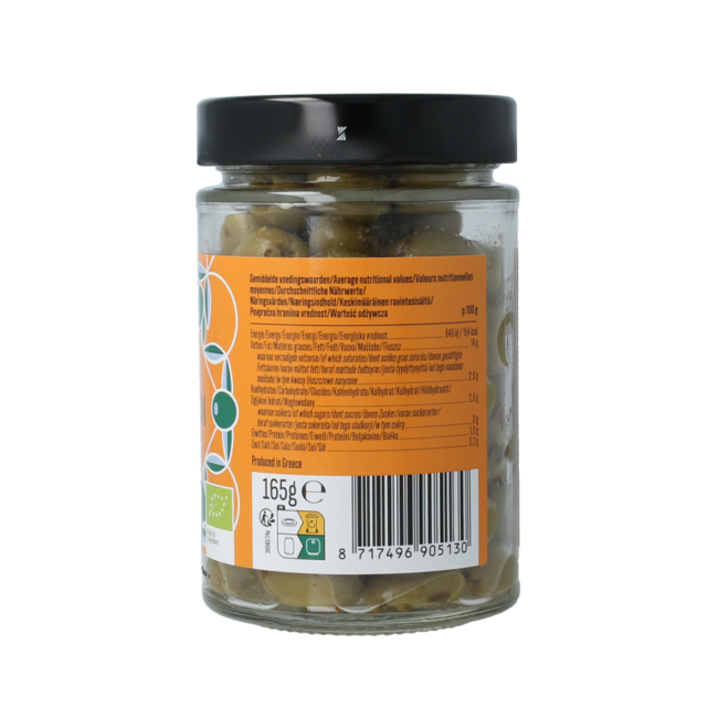Aceitunas verdes sin hueso bio 165 gramos