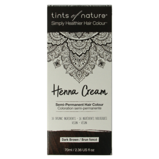 Tints Of Nature Tints Of Nature Crème au henné châtain foncé semi-permanente 70 ml