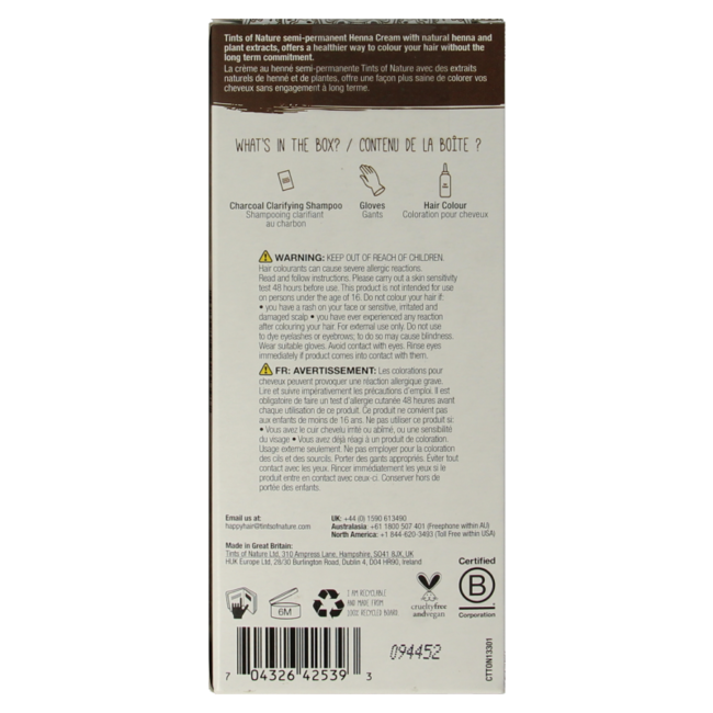 Tints Of Nature Crème au henné châtain clair semi-permanente 70 ml