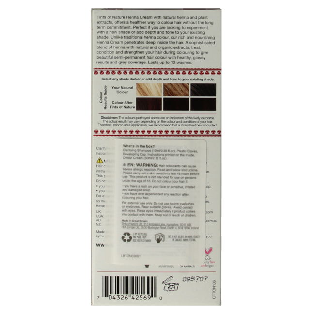 Tints Of Nature Henna cream caoba rojo semipermanente 70 mililitros