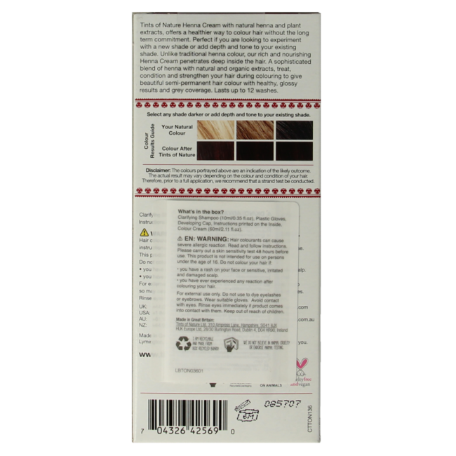 Tints Of Nature Henna cream mahogany red semi permanent 70 Milliliter