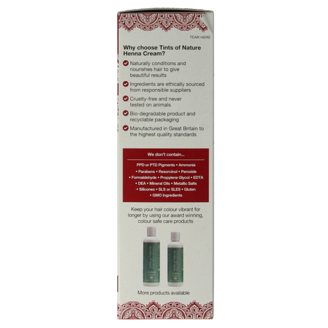 Tints Of Nature Henna cream mahogany red semi permanent 70 Milliliter