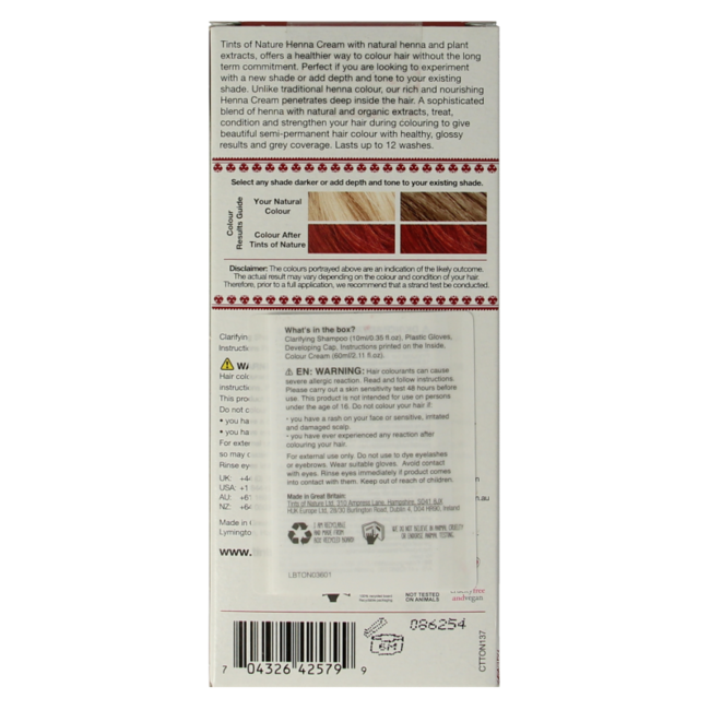 Tints Of Nature Crema Henné Rosso Semi-Permanente 70 Millilitri