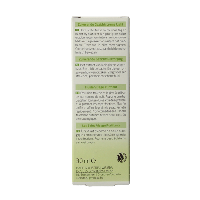 Weleda Willow Purifying Face Cream Light 30 Millilitres
