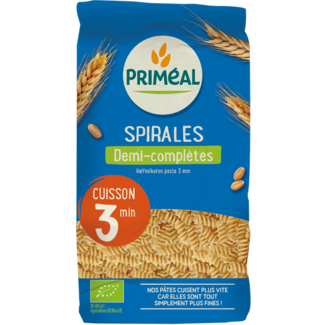 Primeal Primeal Halbvollkorn-Spiralen Schnellkoch 3 Minuten Bio 500 Gramm