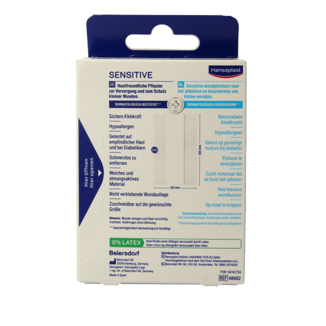 Hansaplast Sensitive 2m x 6cm, 1 sztuka