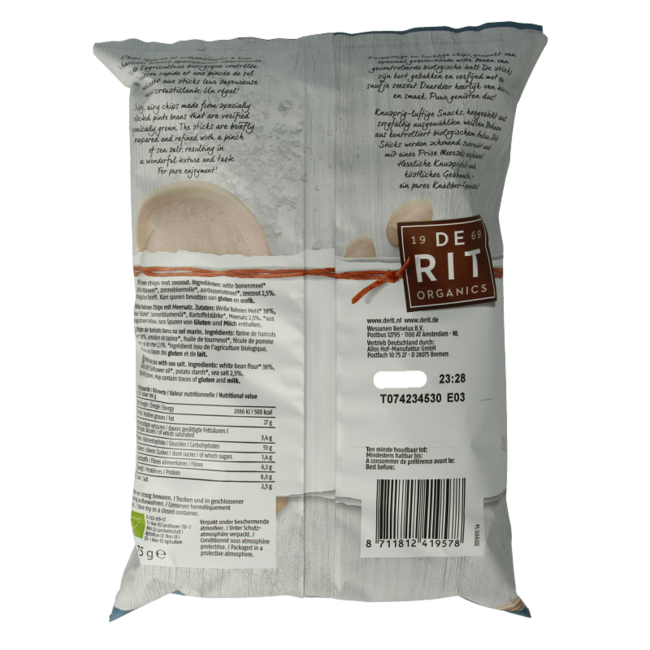 De Rit Bean Sticks con sal marina bio 75 g