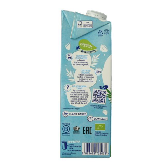 Boisson à la noix de coco sans sucre bio 1 litre