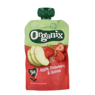 Organix Puré de frutas de manzana, fresa y quinoa 12 meses bio 100 g