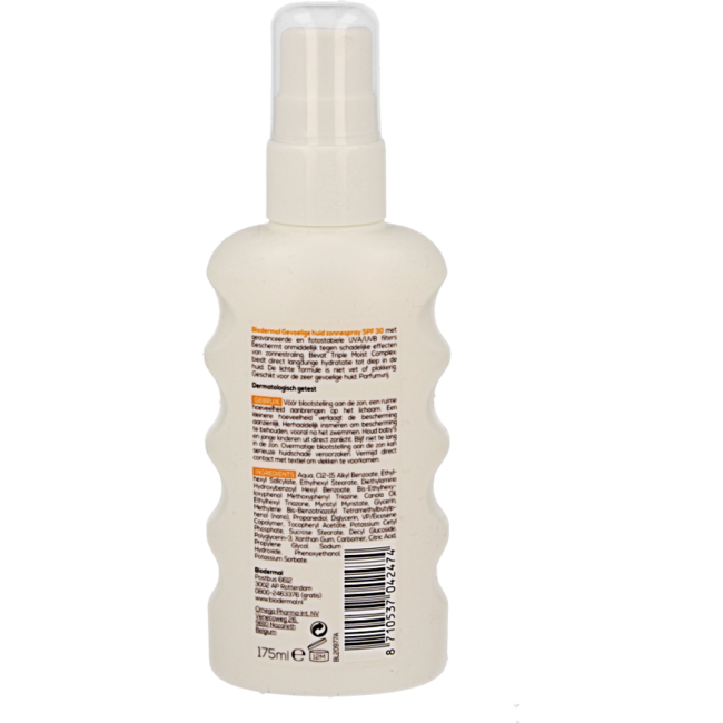 Biodermal Zonnespray SP30 gevoelig huid 175 Milliliter