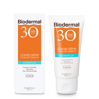 Biodermal Biodermal Zonnecreme gezicht hydraplus SPF30 50 Milliliter