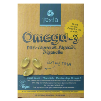 Testa Testa Omega 3 Algae Oil 250mg DHA Vegan NL/DE/EN 60 Vegetarian Capsules