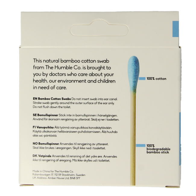 Bamboo cotton buds blue 100 pack