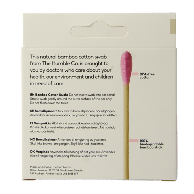 The Humble Co Bamboo Cotton Buds Purple 100 Pieces