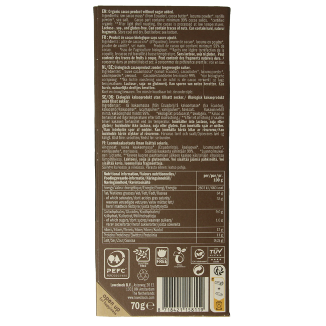 Extreme dark 99% pure organic 70 Gram