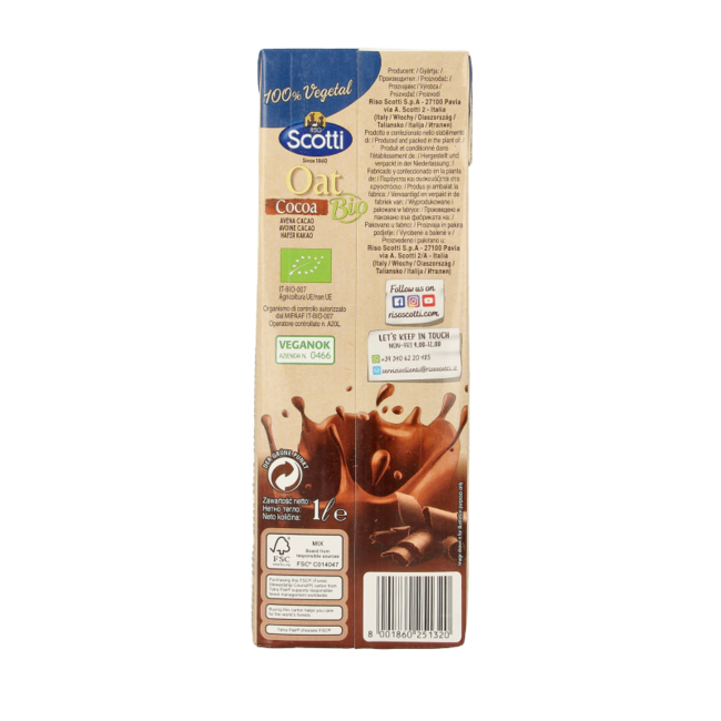 Riso Scotti Oat drink cocoa bio 1 Litre