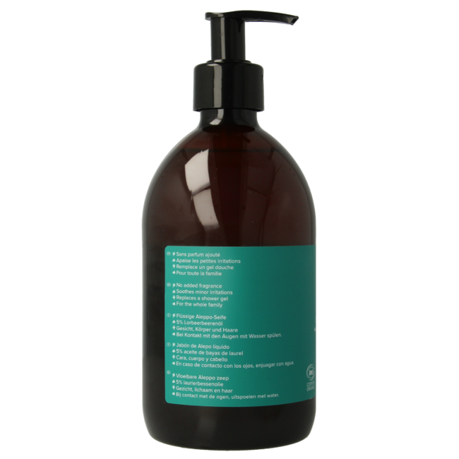 Aleppo zeep vloeibaar pompflacon 500 Milliliter