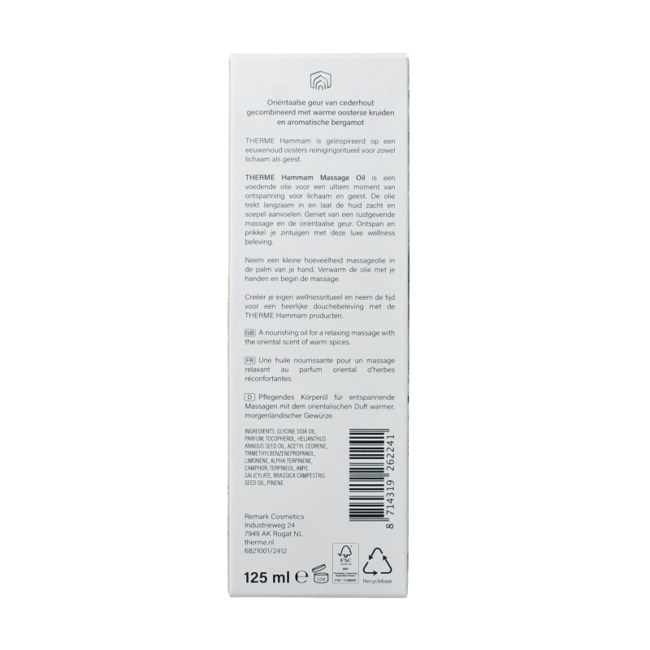 Huile de massage hammam 125 millilitres