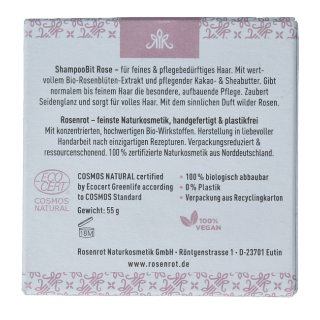 Shampoing solide rose 55 grammes