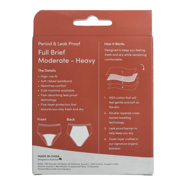 Period underwear full brief black moderate XS 1 Piece