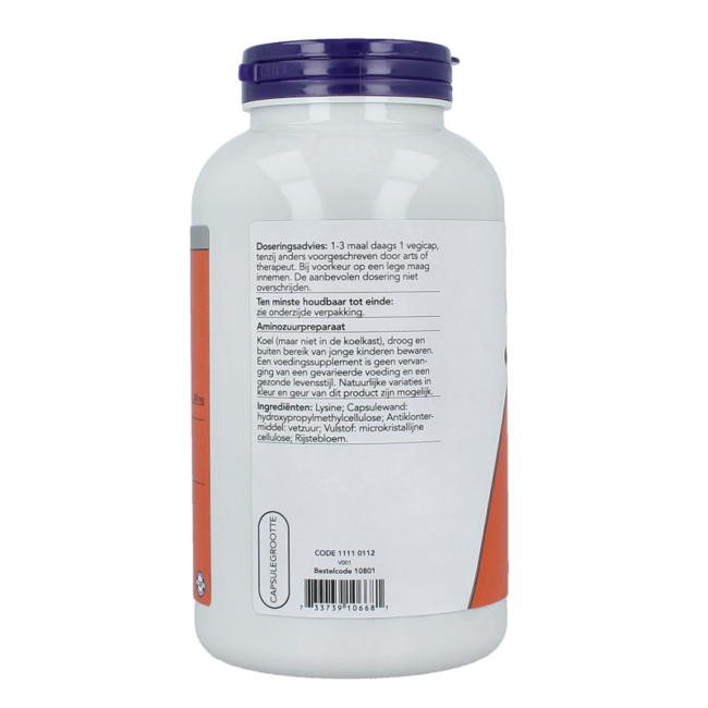 L-Lysine 500 mg 250 gélules végétariennes