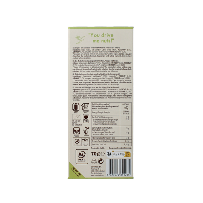 Lovechock Pistazie Mandel Bio 70 Gramm