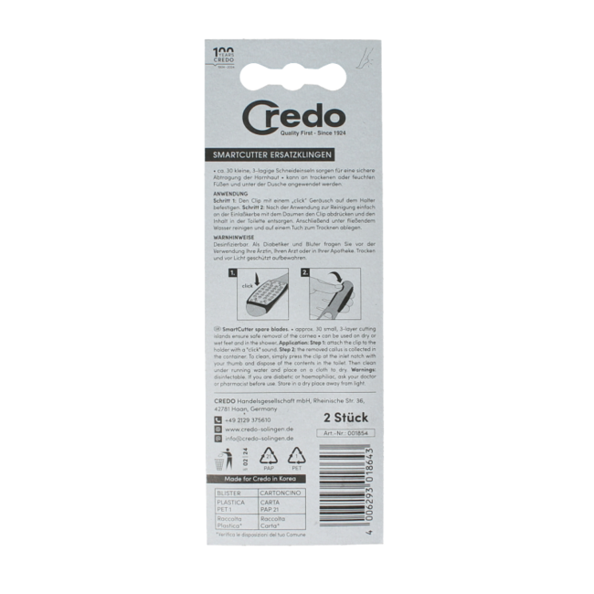 Lames de rechange Credo pour râpe à pieds smart cutter, 2 pièces