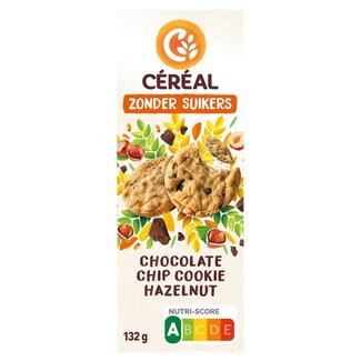 Cereal Cereal Chocolate chip cookies hazelnut zonder suikers 130 Gram