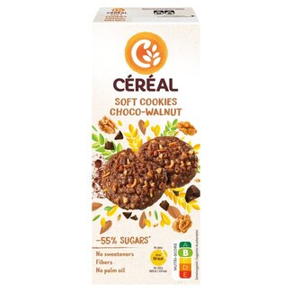 Cereal Cereal Soft cookies choco-walnut menos azúcar con edulcorante 138 gramos