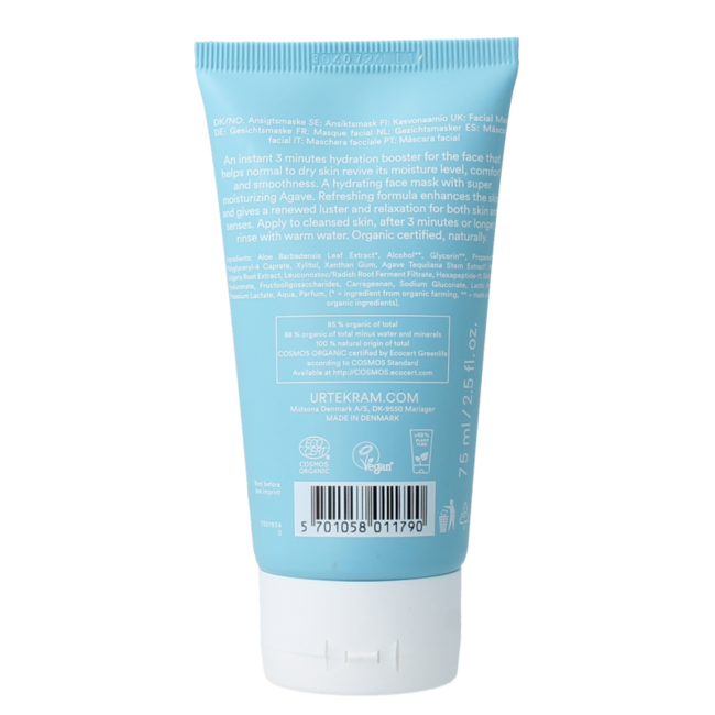 Urtekram Instant Hydration Organic Face Mask 75 Millilitres