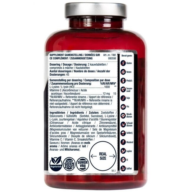 Lucovitaal L-Lysine 1000 mg 90 comprimés à croquer