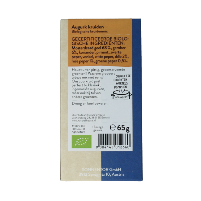 Gewürzmischung für Gewürzgurken Bio 65 Gramm