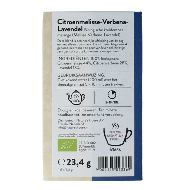 Lemon balm - verbena - lavender organic 18 Bags