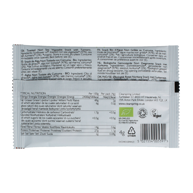Clearspring Seaveg - Crispies turmeric organic 4 Gram