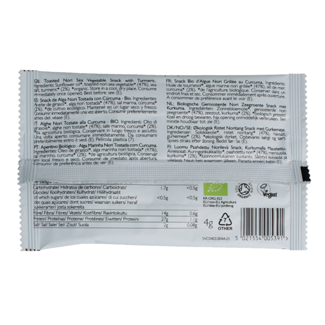 Clearspring Seaveg - Crispies cúrcuma bio 4 Gramos