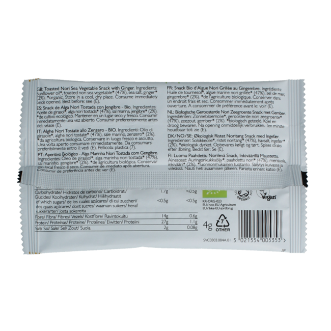 Clearspring Seaveg - Crispies jengibre bio 4 Gramos