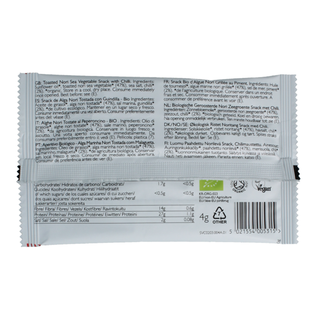 Clearspring Seaveg - crispies chilli bio 4 Gramos