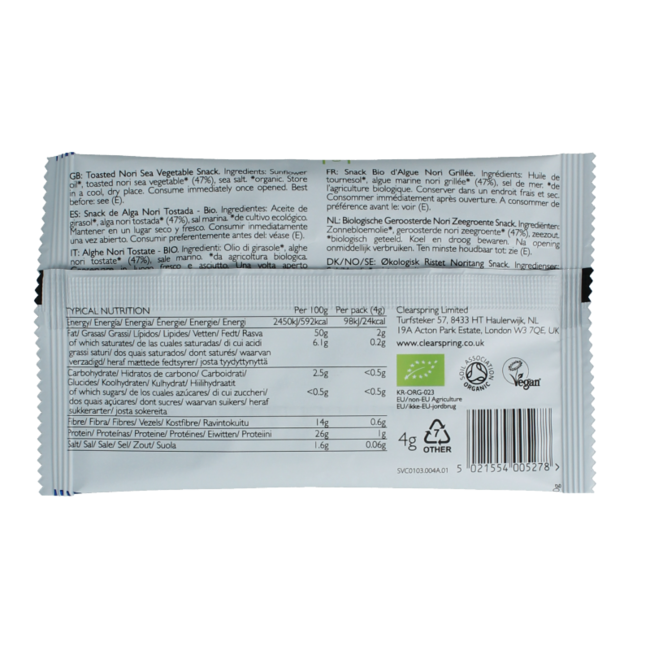 Clearspring Seaveg - crujientes original bio 4 gramos