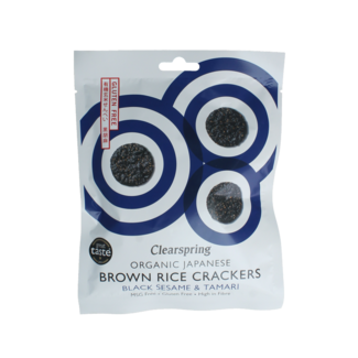 Clearspring Clearspring Vollkorn-Reis-Cracker Schwarzer Sesam & Tamari Bio 40 Gramm