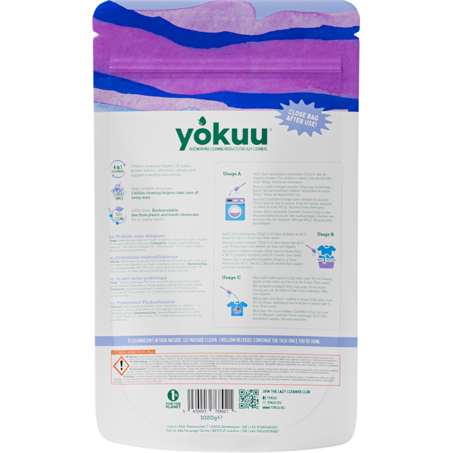 Quitamanchas probiótico 4 en 1 para ropa blanca 1020 g