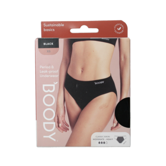 Boody Boody Menstruationsunterwäsche Bikini-Slip Schwarz normal/stark XS 1 Stück
