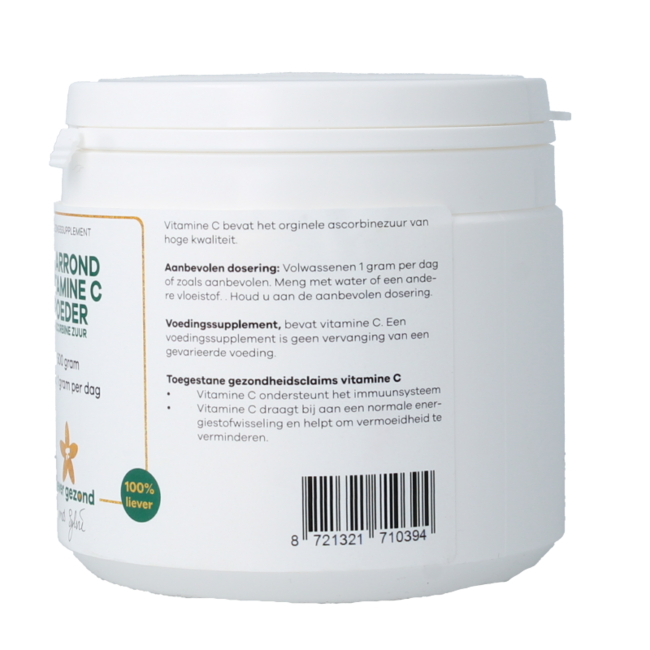 Liever Gezond Vitamine C poeder zuur jaarrond 500 Gram
