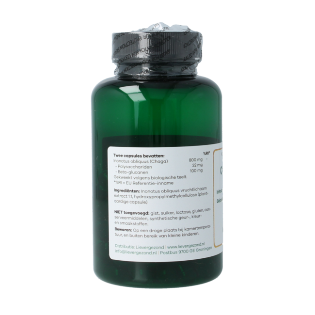 Liever Gezond Chaga 400 mg vegan bio 60 vegetarische Kapseln