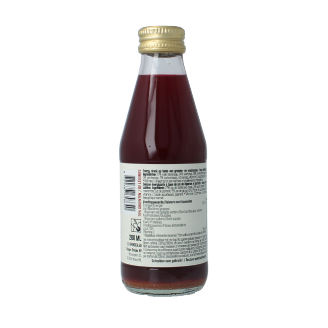G'nger Energy zumo de verduras 75% verdura y guaraná 200 mililitros
