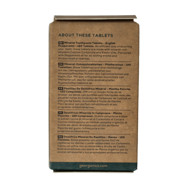 Georganics Pastilles de dentifrice menthe poivrée anglaise 120 pastilles